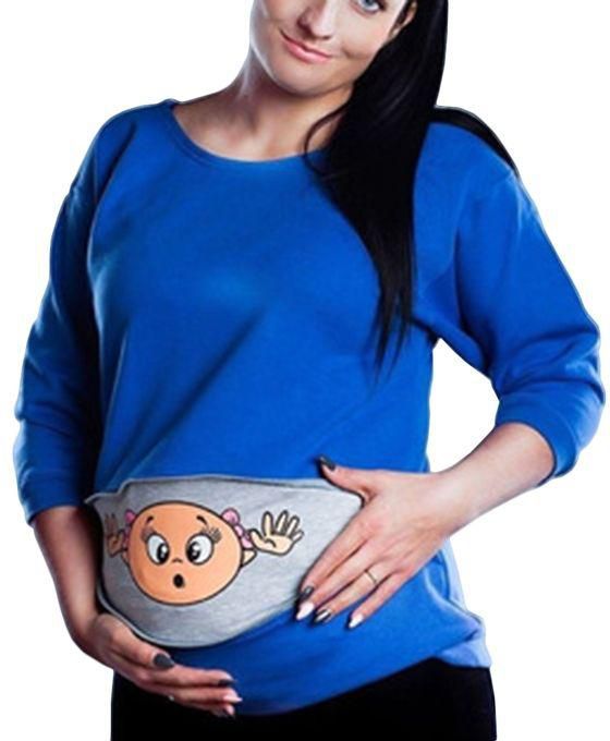 Fashion Funny Zipper T-shirts for Pregnant Women Lovely Cartoon Long Sleeve  Plus Size Staring Baby Top Blouse Casual Maternity Pregnancy Cute  Announcement price from jumia in Kenya - Yaoota!