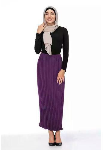 Fashion Vintage Casual Long Solid color Pleated Skirt