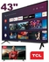TCL 43'' FULL HD ANDROIDTV, BLUETOOTH, VOICE SEARCH, HDR S65A-BLACK