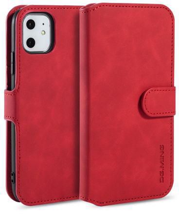 DG.MING Retro Oil Side Horizontal Flip Case With Holder & Card Slots & Wallet For IPhone 11(Red)