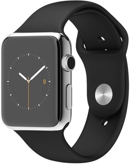 Apple Watch - 38mm Stainless Steel Case with Black Sport Band, MJ2Y2