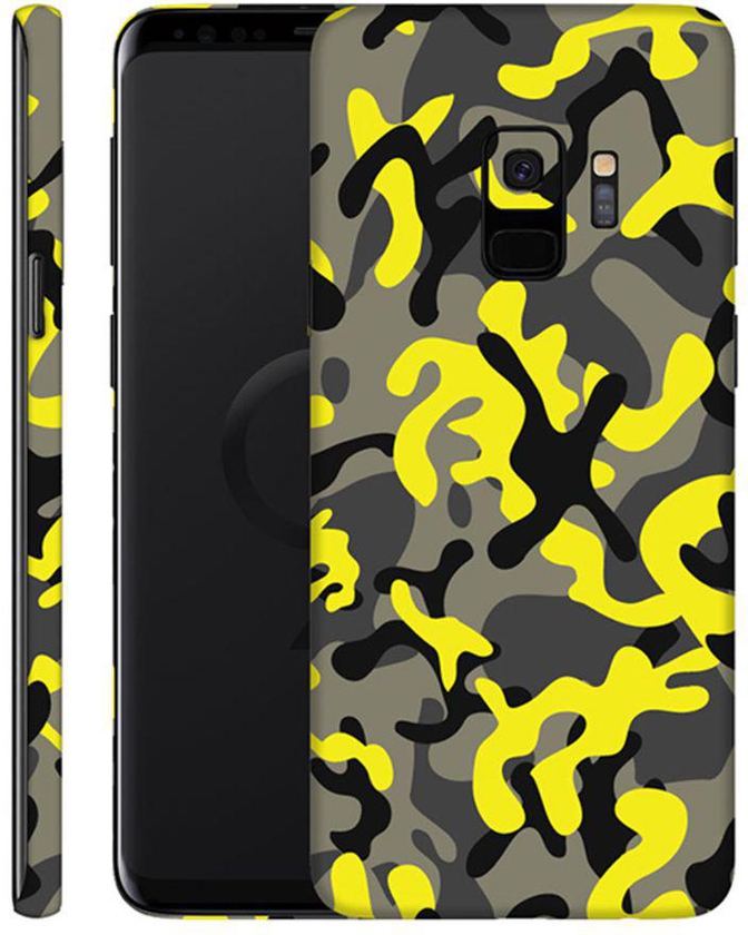 Protective Vinyl Skin Decal For Samsung Galaxy S9 Yellow Camouflage