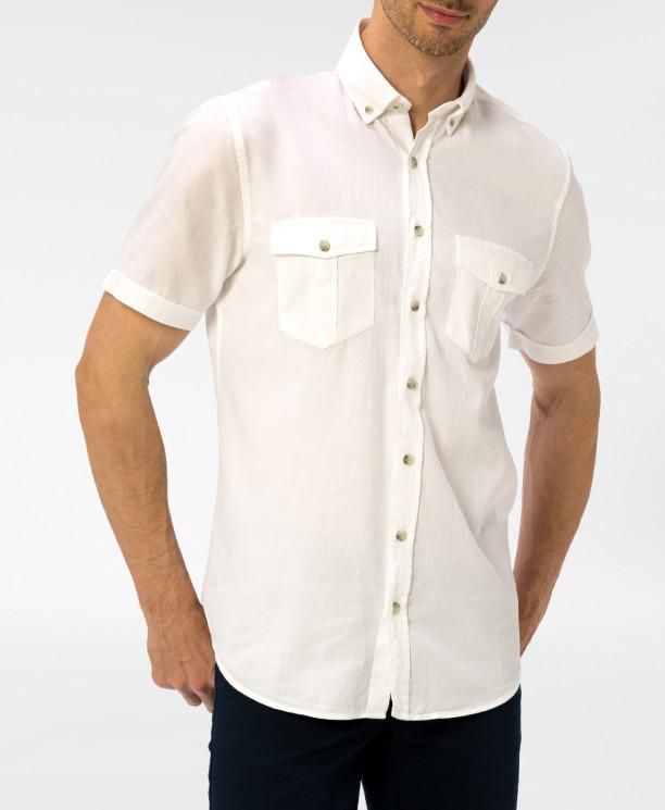 White Two Pocket Short Sleeve Shirt