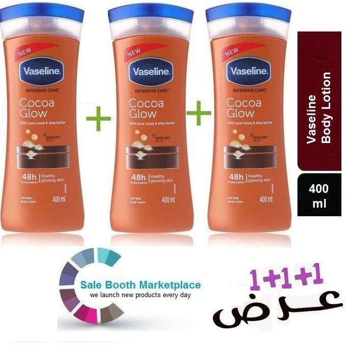 Vaseline Intensive Care Cocoa Glow Body Lotion 400 Ml 3 PIECES.