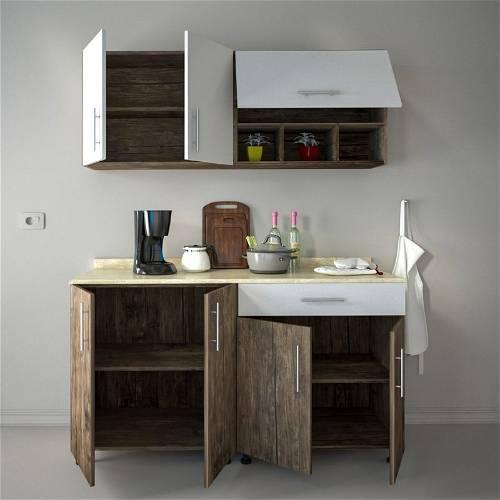 Beta Kitchen, 160 cm, Wood/White - BETA160