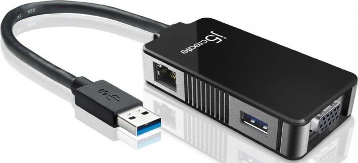 J5 USB 3.0 Multi- Adapter VGA & Gigabit Ethernet for Mac & Win | JUA370