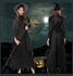Women Magic Party Costume Cosplay Long Dress black
