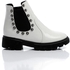 Half Boots White Shiny Leather With Lobes