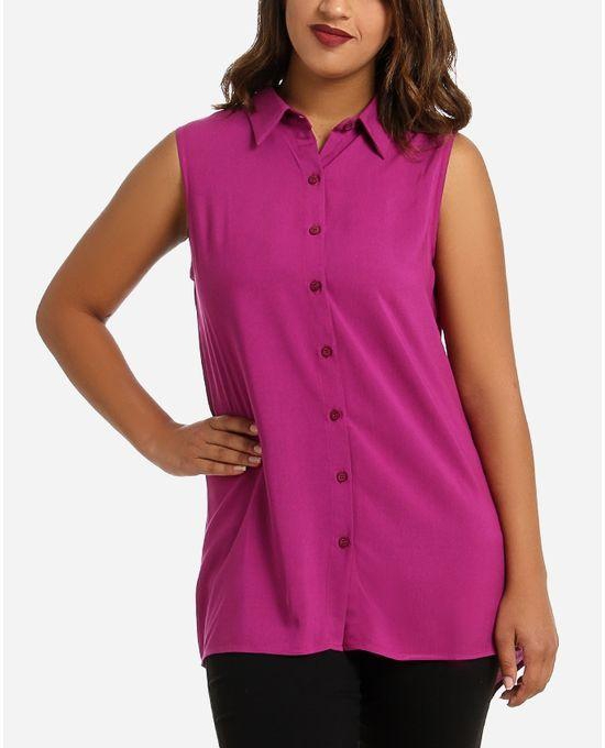 M.Sou Plain Sleeveless Shirt - Purple