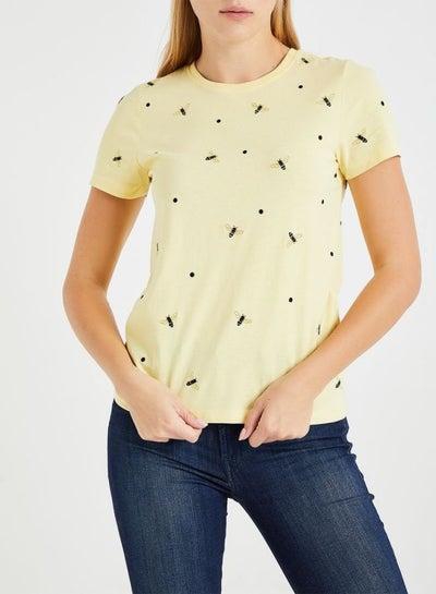 Bee Printed Round Neck T-Shirt Yellow/Black