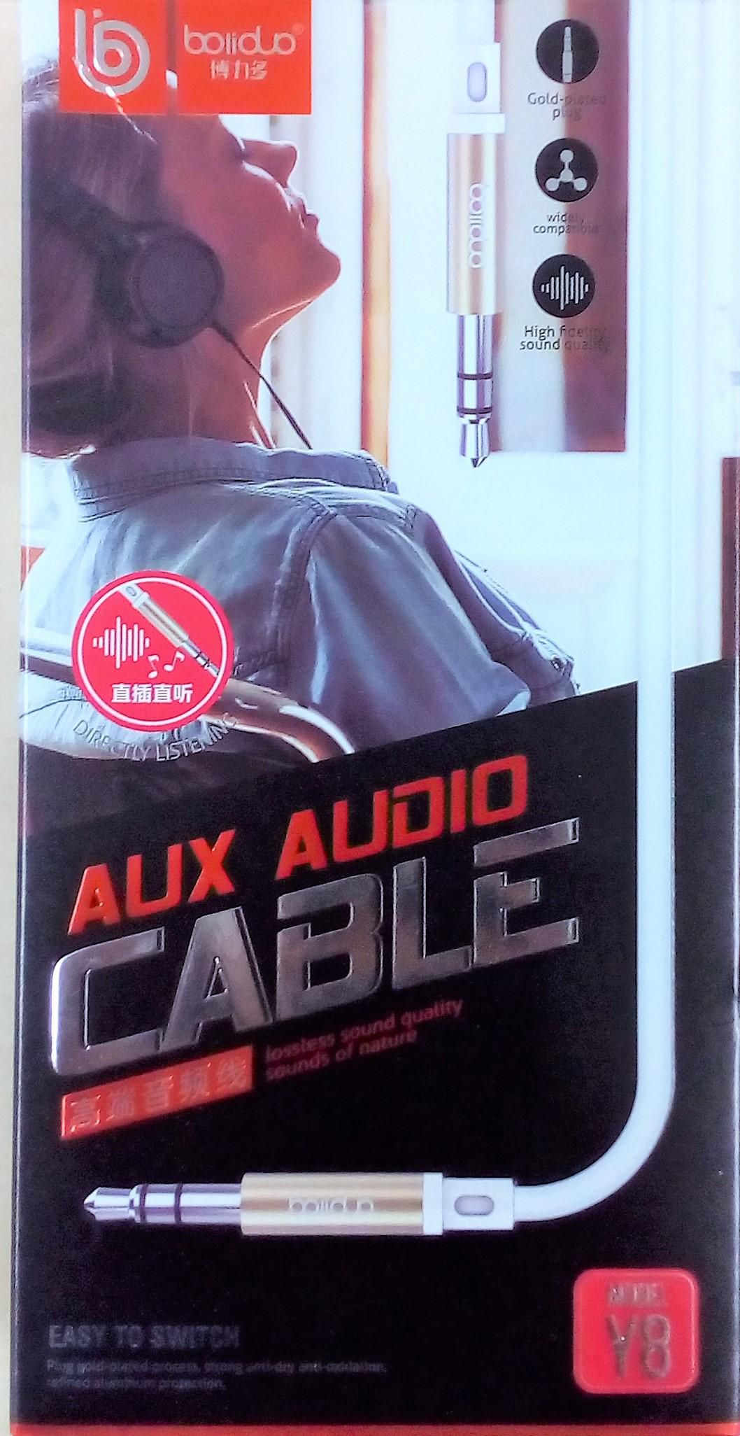BOLIDUO AUX AUDIO CABLE  Y8 (White)