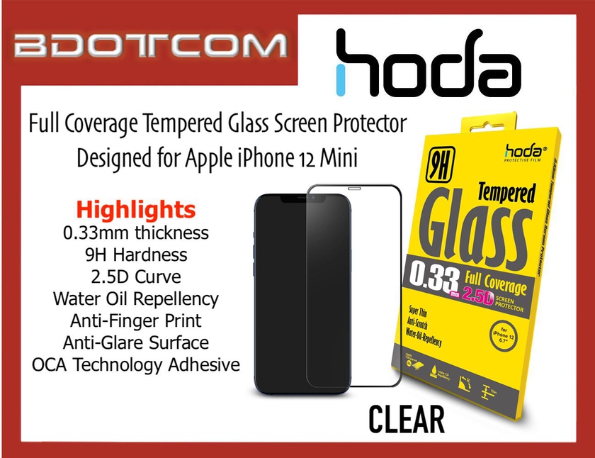 HODA 0.33mm 2.5D 9H Full Coverage Tempered Glass Screen Protector