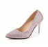 Fashion Glittering Pink Gold High Heels Pointed Middle Heel Silver Thin Heel