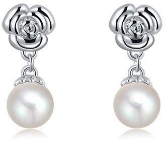 Roxi Flowers Pearl Earrings - Silver