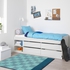 SLÄKT Bed frame w storage+slatted bedbase - white 90x200 cm