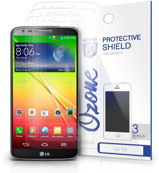 Ozone Crystal Clear HD Screen Protector Scratch Guard Pack of 3 for LG G2
