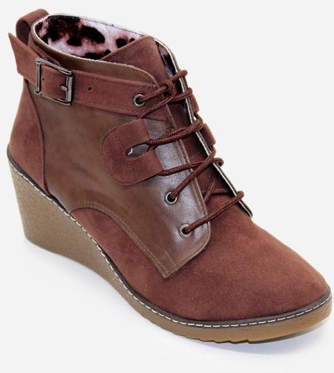 Tata Tio High Top Wedge Shoes - Brown