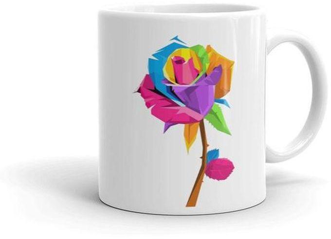 Rainbow Flower Mug - White