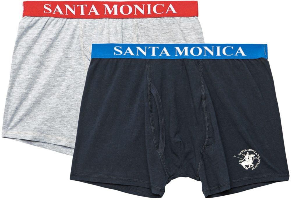 Santa Monica M608106C 2-Pack Cotton Rich Boxer Shorts for Men - XL, Port/Grey