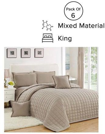 6-Piece Compressed Comforter Set Microfiber Brown King