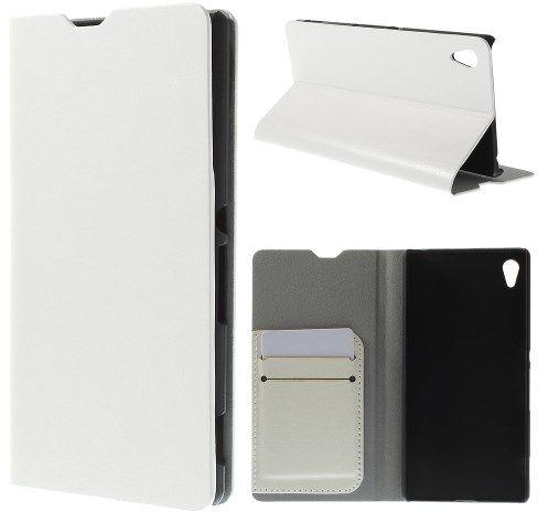 Crazy Horse Leather Card Holder Stand Cover for Sony Xperia Z3Plus E6553 Z4 / Z3Plus dual E6533 - White