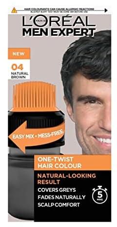 L'Oreal Paris Men Expert One Twist Hair Colour, Cover Grey Hair For Quick Natural Looking Results, Shade 4 Natural Brown
