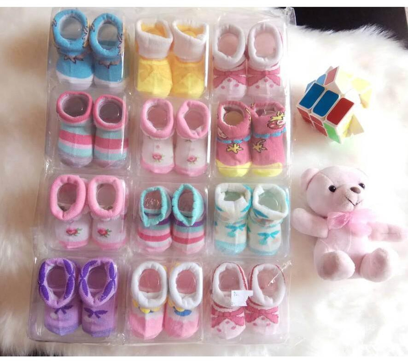Kedaiibudananak Set of 24pcs Baby Booties Socks - Random Design for Baby Girl