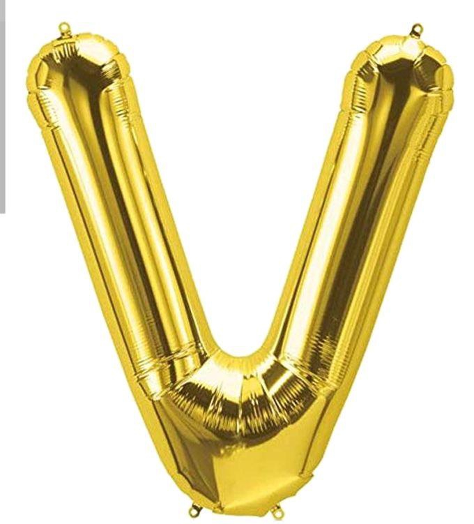 A Golden Helium Foil Balloon, Size 32 Inches, Letter V