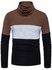 Turtle Neck Color Block Slim Fit Knitted Sweater - Black - M