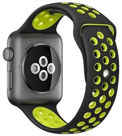 Sport Silicone Watchband Standard Edition for Apple Watch Series 7/6/SE/5/4/3/2/1 42/44/45mm Black/Yellow