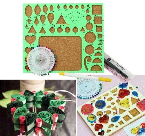 Generic Paper DIY Set Quilling Tools Template Mould Board Tweezer Pins Slotted Kit B