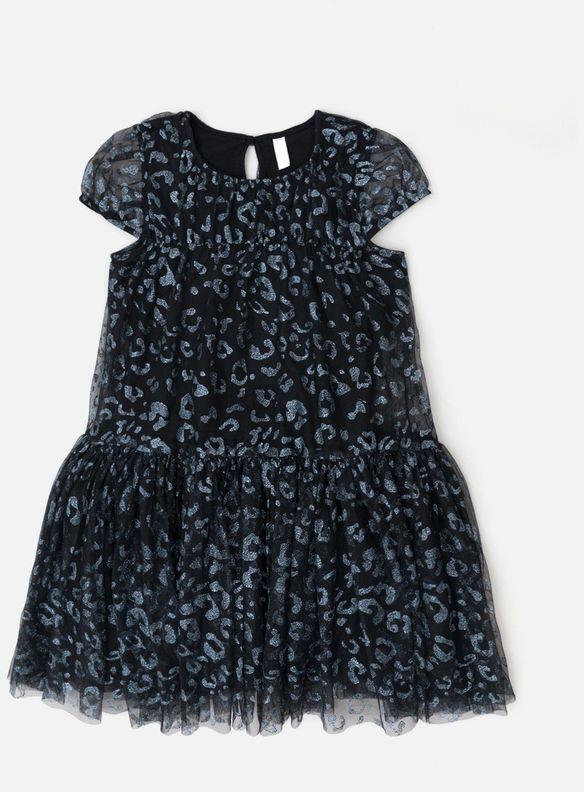 Girl's Black Dress With Shimmering Pattern