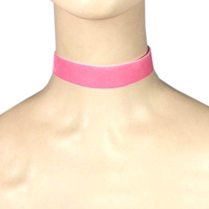 Maestro Makeover Wide Velvet Choker Necklace - Pink