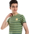 Horizontal Striped Short Sleeves Boys Tees - Moss Green & Yellow