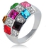 LZESHINE Female Platinum Plated With Colorful Austrian Crystal Jewelry Ring Model  Ri-HQ0001-b