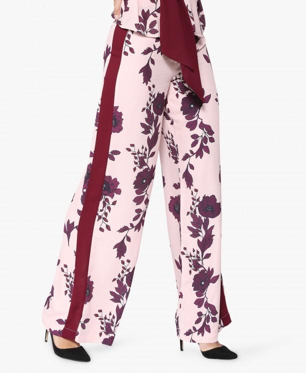Blush Floral Print Wide Leg Pants