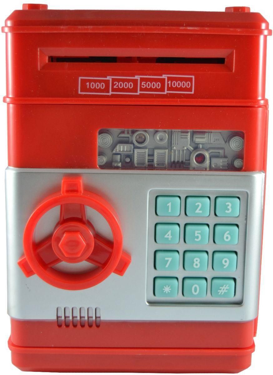 Mini Electronic Coins and Bills Vault with Voice Command [Red]