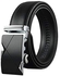 Mens belt Genuine Leather Fashion Belt Ratchet Dress Belt with Automatic Buckle Black