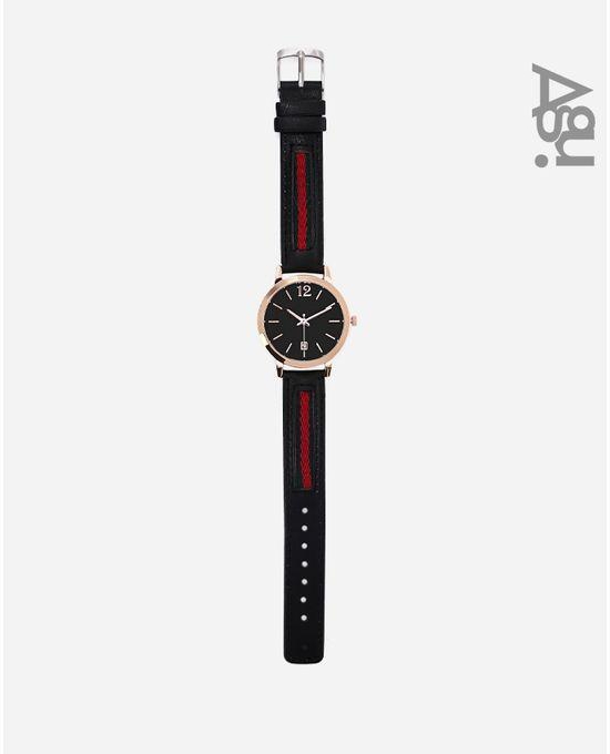 Agu Sos-Bk Leather Watch - For Men - Black