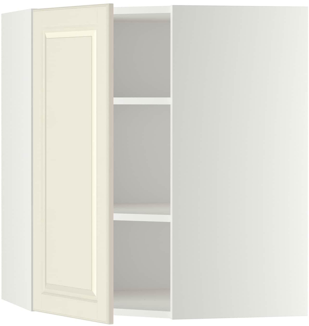 METOD Corner wall cabinet with shelves - white/Bodbyn off-white 68x80 cm