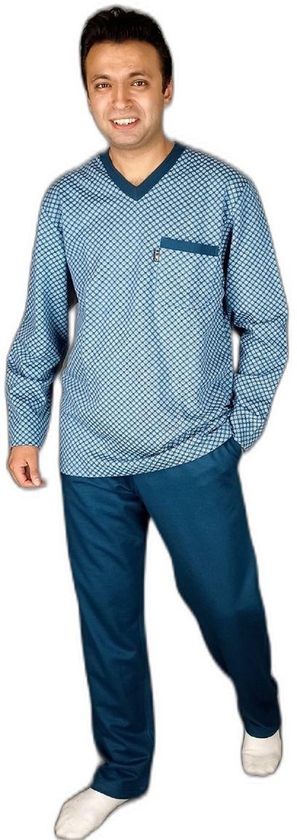 Jet "Men Winter Pajama Set Long Sleeve & Long Pants - Turquoise