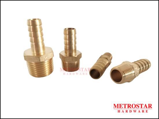Metrostarhardware  Brass Tube Fittings Single Tail Barb 3/8  - 4 Sizes (Gold)
