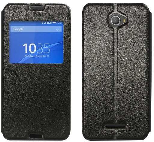 JazzCat S View Window Leather Cover for Sony Xperia E4 - Black