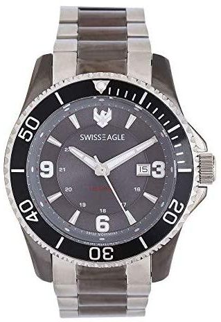 Swiss Eagle Men's Analog Swiss Made Movement Watch with Stainless Steel ...