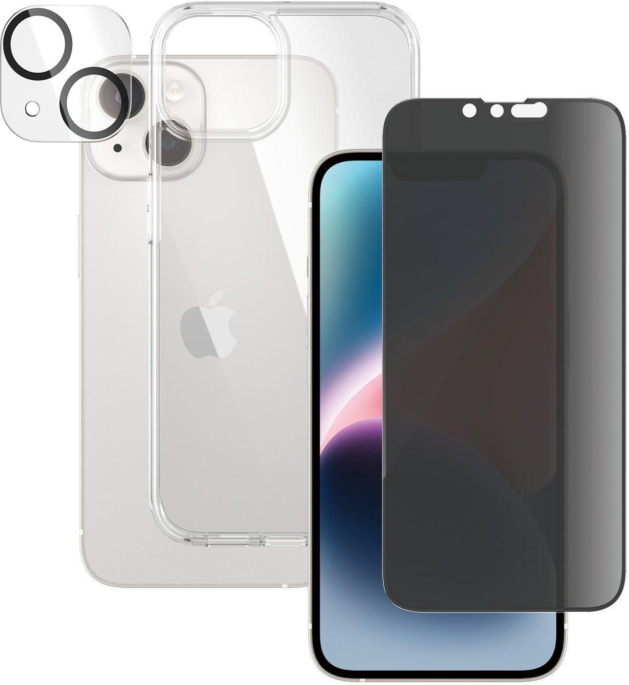 PanzerGlass iPhone 14 Bundle Privacy (Screen Protector + Camera Lense + Hard Case),Clear