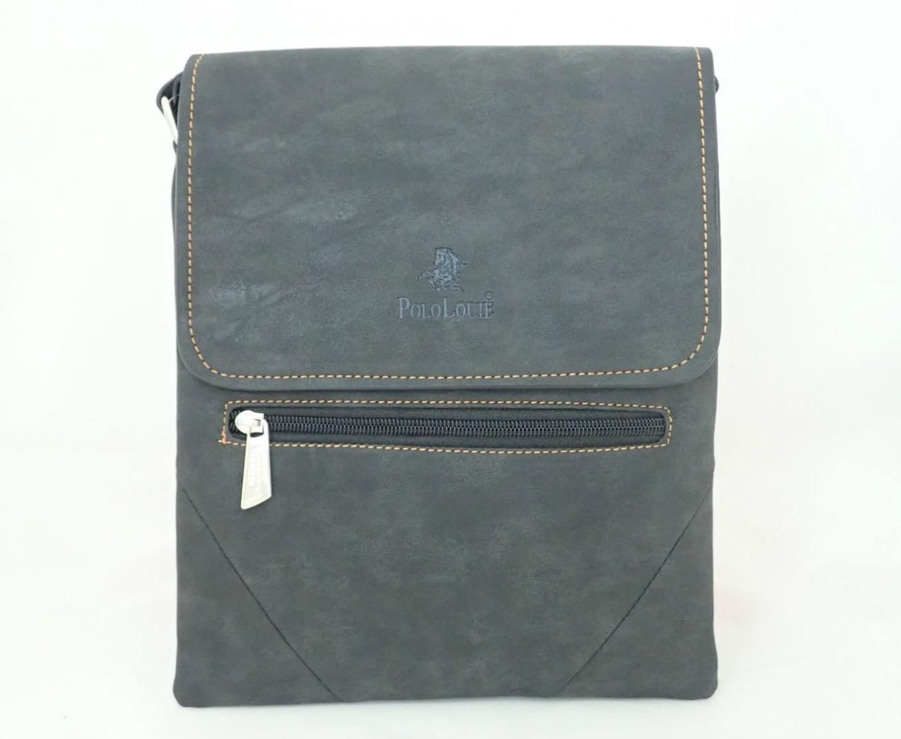 Polo Louie Men's Fashion Small Business Messenger Bag (Black - Khaki)