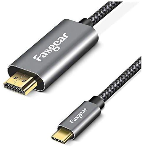 Fasgear USB C to HDMI Cable (4K@60Hz) [1 Pack, 6ft/1.8m] Type C to HDMI Cable [Thunderbolt 3] for MacBook Pro 2018 Pro 2017 Air 2018, iPad Pro 2018, Galaxy S10 S9, Mate 10, Surface Book 2 etc