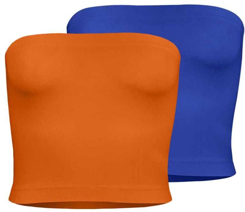 Silvy Set Of 2 Tube Tops For Women - Orange / Dark Blue, Large