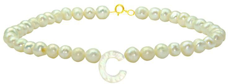 10 Karat Gold With Pearls Strand Letter C Bracelet