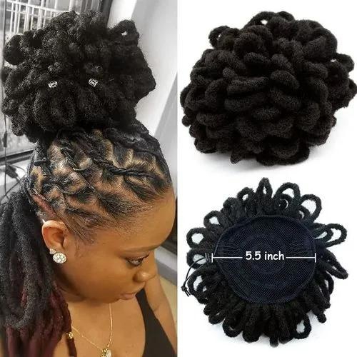 Fashion Dreadlocks Bun Afro Puff Drawstring PonytailDreadlock natural look Fixed under 1 minute Classy hair bun Fits every hair type Perfect for all occasions Best gift for your lo